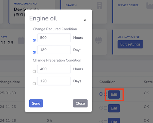 Edit Exchange Conditions