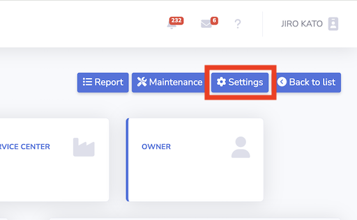 Press setting button in the device page
