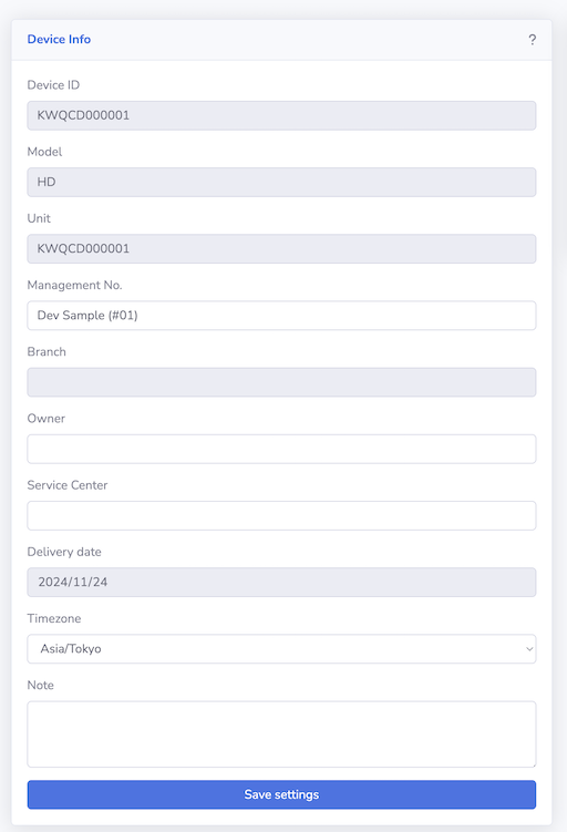 Edit device settings and press the save button.