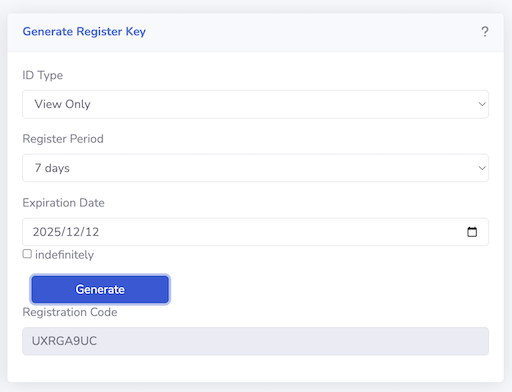 Generating registration key